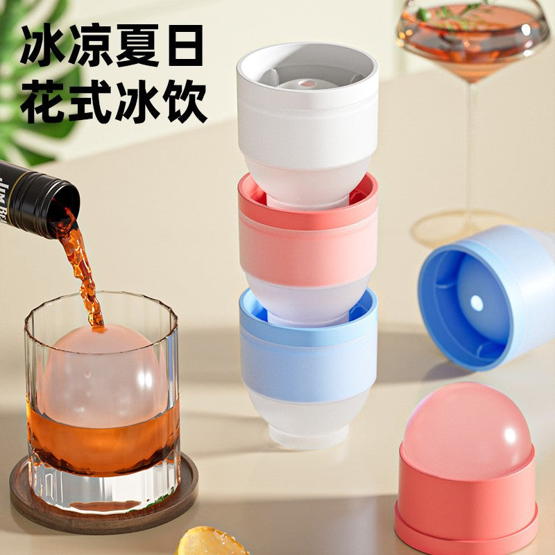 Food-Grade Plastic Ice Ball Mold for Whiskey & Cold Drinks, Quick Release Portable Ice Maker