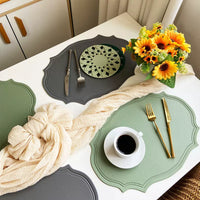 Vintage Oval Faux Leather Placemat, Waterproof Heat-Resistant Dining Table Mat for Home Decor