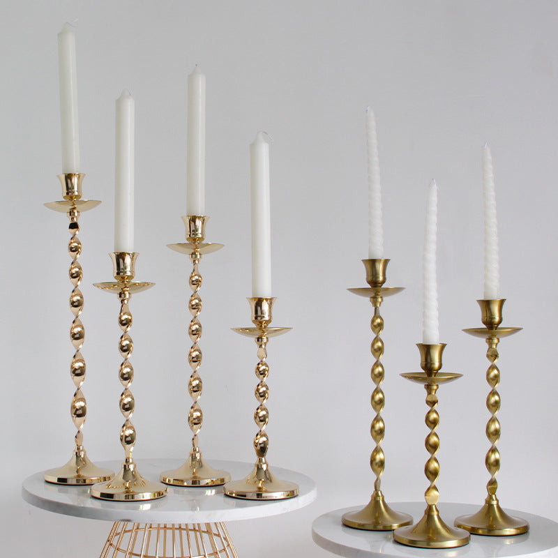 Vintage Iron Candlestick Holder, Retro Bronze/Black Taper Candle Stand for Home Decor