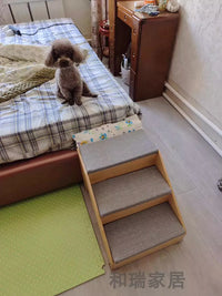 Pet Bed Stairs Wooden Dog Ladder Sofa Bedside Cat High-Age Dog Climbing Ladder Non-Slip Steps