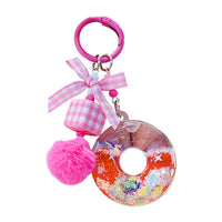 Dopamine Donut Liquid Keychain for Backpacks and Handbags, Cute Girls' Bag Charm Keyring Gift