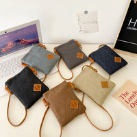 Premium Canvas & Leather Vertical Phone Bag with Adjustable Shoulder Strap