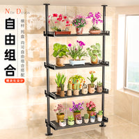Tension Rod Plant Stand with Adjustable Shelves, Floor-to-Ceiling Indoor Plant Display Rack