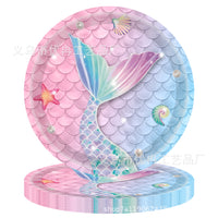 Pink Mermaid Scale Disposable Tableware Party Set for Kids
