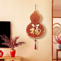 Gourd Fu Character Wall Hanging Decor with Tassel for Living Room Entrance
