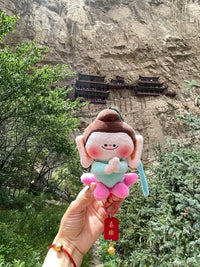 Datong Yungang Grottoes Buddha Plush Keychain with Lotus Charm