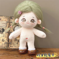 20cm Cotton Doll Round Toe PU Leather Shoes for Dress-Up