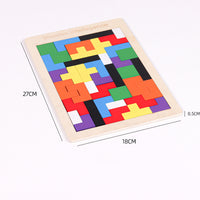 Wooden Tangram Tetris Puzzle for Kids, Educational Brain Teaser Toy