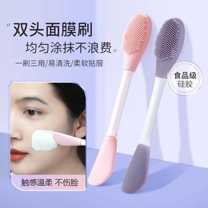 Dual-Ended Silicone Facial Mask Brush for Cleansing and Application