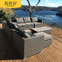 Outdoor Wicker Sofa Set with Coffee Table for Patio Garden Villa