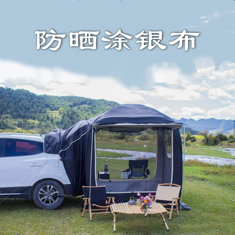 Car Tailgate Tent for Outdoor Camping, Self-Driving Tours, BBQ, Sunshade, and Rain Protection