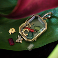 Vintage 18K Gold Plated Locket Pendant Necklace, Openable DIY Hollow Transparent Box Design