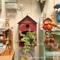 Vintage Iron Birdhouse Wall-Mounted Planter & Wild Bird Feeder