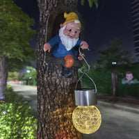 Outdoor Resin Dwarf Gnome Solar Light Garden Craft Ornament Elf Pendant