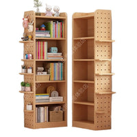 Solid Wood Bookshelf Multi-layer Dustproof Bookcase for Kids and Adults