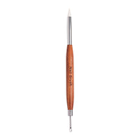 Dual-Ended Sandalwood Nail Art Carving Pen with Metal Press Head and Silicone Tip