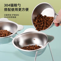 304 Stainless Steel Elevated Pet Bowl for Cats and Small Dogs, Single or Double Bowl Design, Neck Protection Feeder