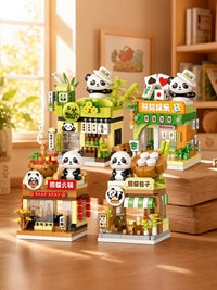 Panda Building Block Miniature House DIY Assembly Model Kit for Kids