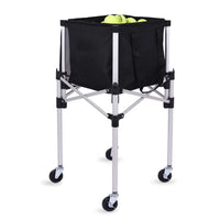 Portable Tennis Ball Cart with Wheels, Foldable Tennis Ball Hopper Basket, Ball Collector for Tennis Practice