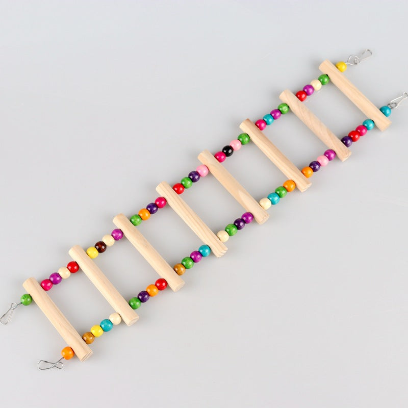 Pet Bird Ladder Toy Wooden Hanging Swing Bridge for Parrots Hamsters Chinchillas Cage Accessories