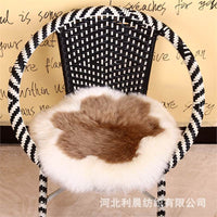 Sheepskin Round Plush Seat Cushion for Home and Office