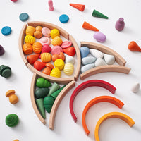 Wooden Rainbow Stacking Blocks for Kids, Educational Open-Ended Building Toy for Toddlers