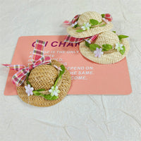 Summer Woven Bow Straw Hat Mini Cute Fresh Japanese Style Doll Hair Accessory Decoration