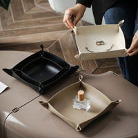 Luxury Leather Storage Tray for Entryway, Living Room, Coffee Table, and Desktop Organization