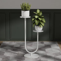 Multi-Tiered Metal Plant Stand with Slate Shelves for Indoor Balcony Decor