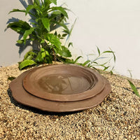 Terracotta Turtle Water Basin with Optional Plastic Base for Reptile Pets