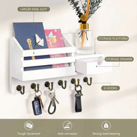 Wooden Wall Mounted Key Holder with Hooks for Entryway, Key Rack Organizer for Home