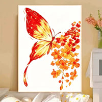 DIY Butterfly Floral Digital Oil Painting Kit for Adults, Acrylic Paint by Number Wall Art Decor