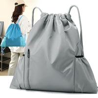 Drawstring Backpack Sports Gym Bag Oxford Cloth with Zipper Pocket for Travel Students Basketball Soccer Shoes