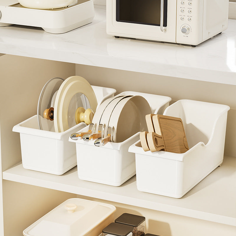 Rolling Kitchen Cabinet Organizer Rack with Lid and Spice Storage, Desktop Multi-functional Plastic Storage Box