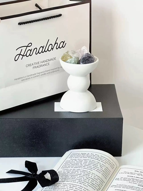 Ceramic Cup Crystal Stone Volcanic Ball Flameless Aroma Diffuser Gift Set for Home Decor