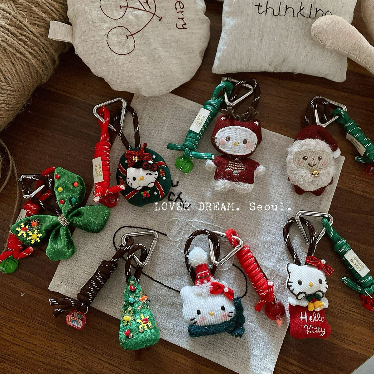 Korean INS Style Red Cartoon Sweet Bag Charm Colorful Plush Ball Keychain Phone Pendant