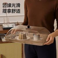 Rectangular Serving Tray with Transparent Dustproof Lid for Commercial and Home Use, Bread and Cake Display