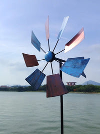 American Style Iron Windmill Weather Vane for Garden & Yard Decor