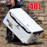 Portable Insulated Fishing Cooler Box with Seat Cushion, Large Capacity for Sea Fishing, Boat Fishing, and Outdoor Refrigeration