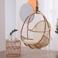 Nordic Simple Rattan Hanging Basket Chair Indoor Swing Woven Natural Rattan Bird's Nest Rocking Chair for Balcony