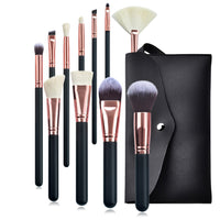11-Piece Rose Gold Makeup Brush Set with Storage Bag