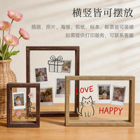 Double-Sided Transparent Glass Photo Frame for Pictures and Paper Cuttings