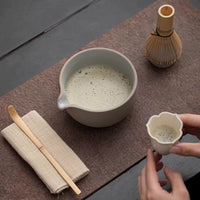 Matcha Bowl Set with Whisk Stand and Spout, Rustic Ceramic Teaware for Traditional Matcha Preparation