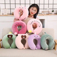 Cartoon Memory Foam U-Shaped Neck Pillow for Travel and Neck Support