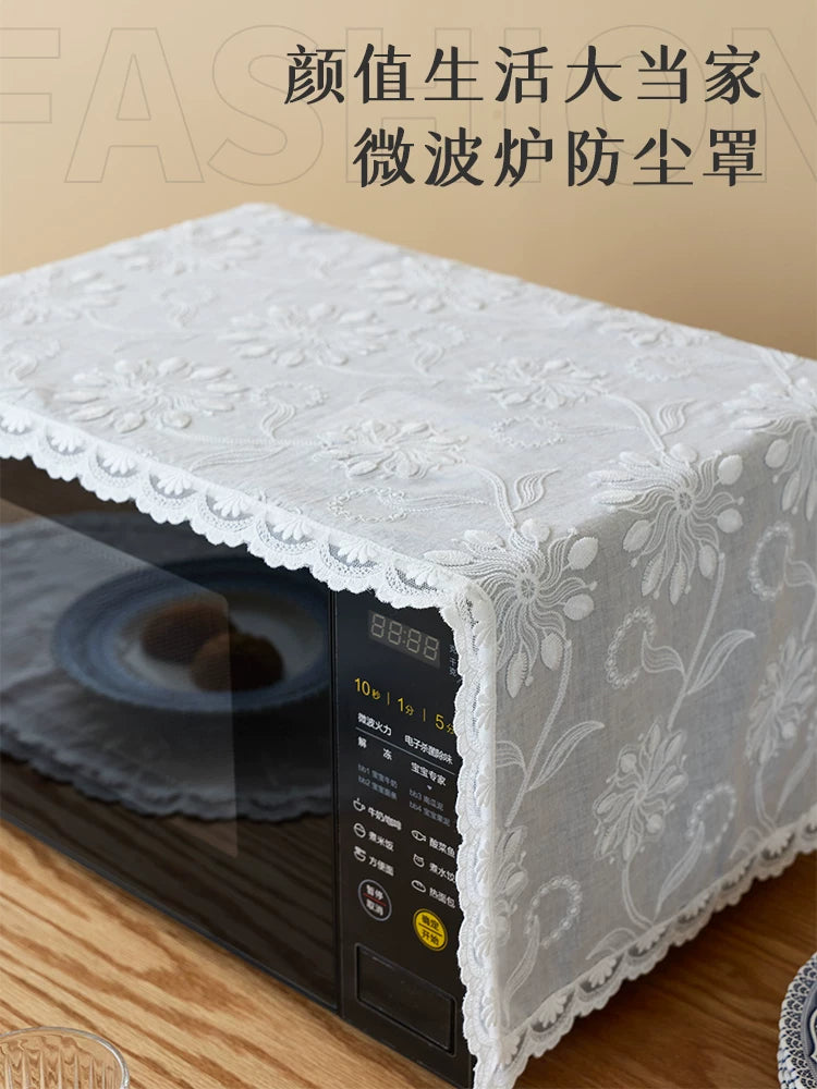 Penglai Embroidered Microwave Oven Dust Cover with Storage Pockets