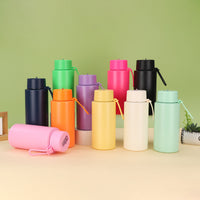 Large Capacity 304 Stainless Steel Insulated Water Bottle with Silicone Handle and Straw for Outdoor Sports and Car Travel
