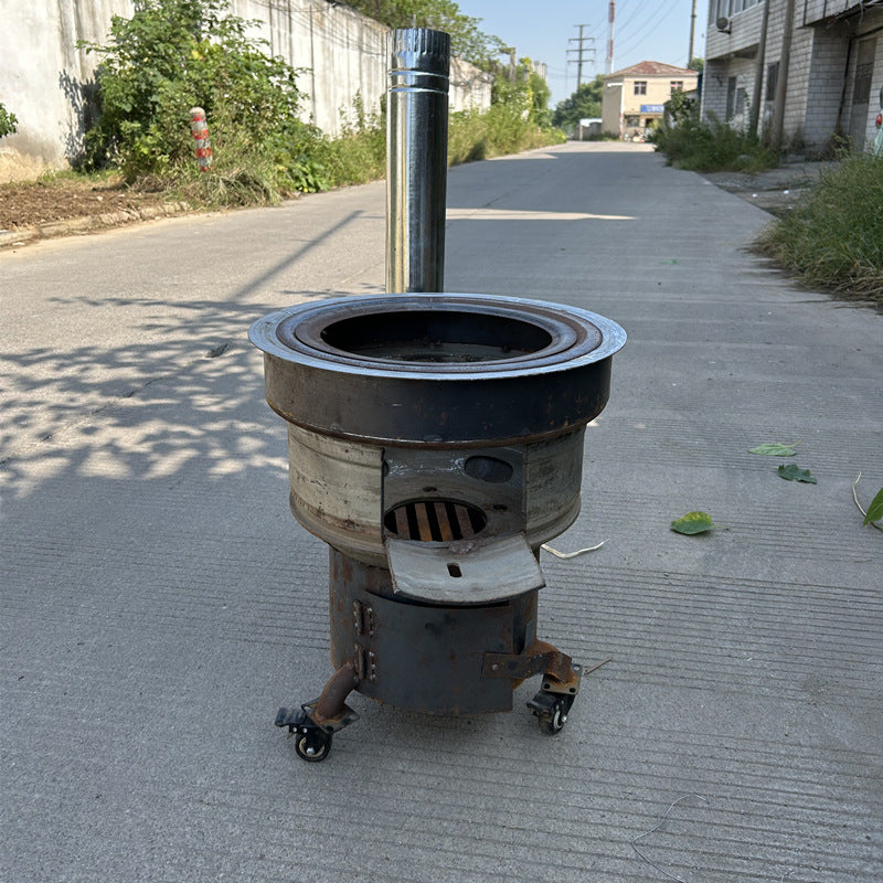 Portable Outdoor Wood Burning Stove with Thickened Hub and Deepened Firebox for Camping and Farm Cooking