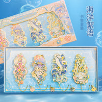 Romantic Ocean Series Metal Bookmark Gift Set with Tassels