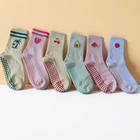 Women's Non-Slip Yoga Pilates Barre Socks Mid-Calf Cotton Grip Socks for Fitness Dance