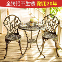 Outdoor Cast Aluminum Bistro Set, 3-Piece Patio Furniture with 1 Table and 2 Chairs, European Style for Garden, Yard, Balcony